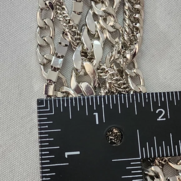 Silver Multi Chain Chunky Necklace and Earrings Set - Picture 8 of 9